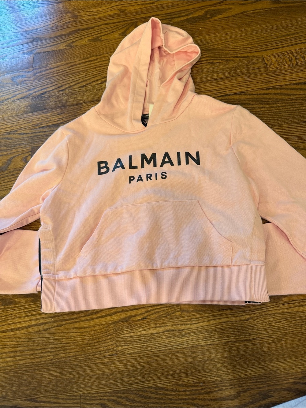 Balmain Light Pink Logo Hoodie Size 14
